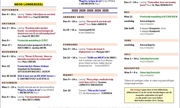 Foto NEOS LONDERZEEL Jaarprogramma 2025 2026 2Sept