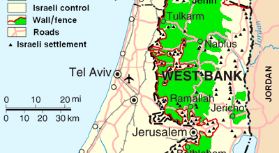 West Bank & Gaza Map 2007 (Settlements)
