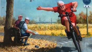 Fietsende Dame 2021 Cartoon