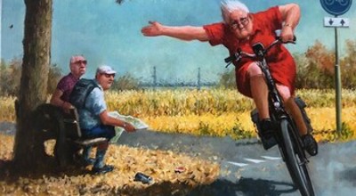 Fietsende Dame 2021 Cartoon