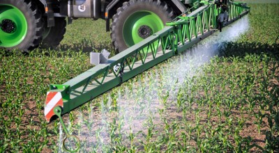 Een Boer Bestrijdt Onkruid Op Zijn Veld